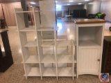 Three Tier Storage Cube Stand Measuring 40'' x 11 1/4'' x 52'', Cabinet w/ Some Damage As Noted By