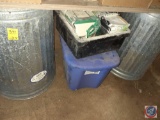 Metal Trash Cans (2), Regent Flooding Reflector, Tote with Lid