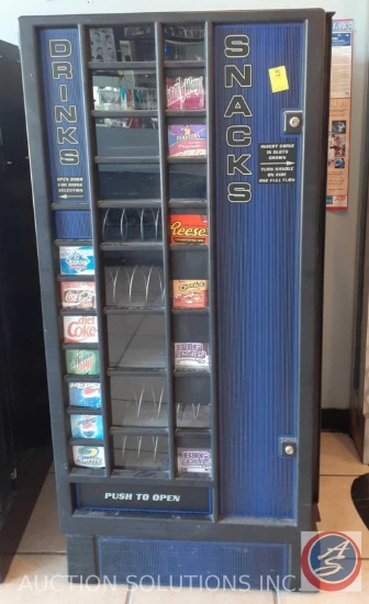 Snack and Drink Machine 60" X 34" X 28.5" (No Coin Slot)