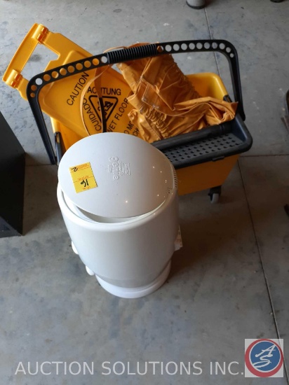 Mop Bucket, Floor Sign and Playtex Diaper Genie Elite