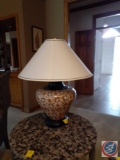 Table Top Lamp with Shade and Wood Base {{NO BRAND VISIBLE}}