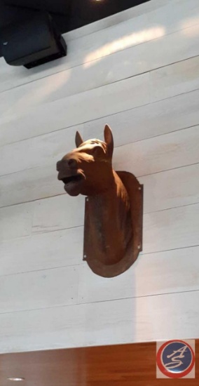 Cast Iron Horse Head Wall Decoration {{LOCATED UP HIGH, YOU WILL NEED TO BRING A LADDER AND TOOLS TO