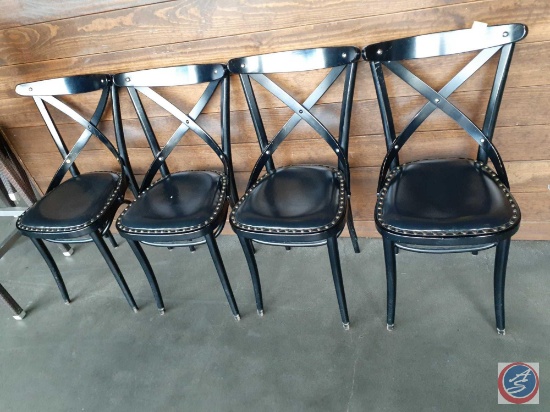 {{4X$BID}} (4) Cross Back Dining Chairs w/ Nailhead Accents