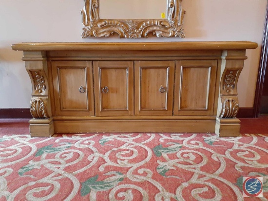 Vintage Entryway Top with Two Double Door Cabinets (One Door Missing Knob)