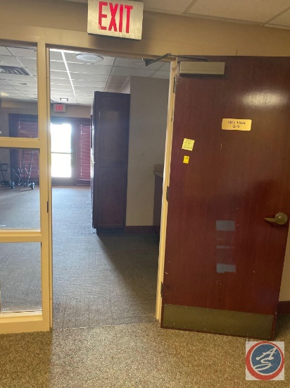 Door with Frame Windows Included with Frame, Ceiling Tiles, Florescent Lighting Fixtures, Ceiling