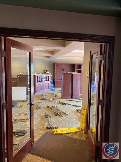 Glass Double Doors with Frame, (8) Floor Length Windows with Door and Frame, Ceiling Tile, Recessed