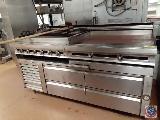 Jade Range Commercial Char broiler and Griddle Top Stove with Four Hot Food Wells 72 1/4'' x 36