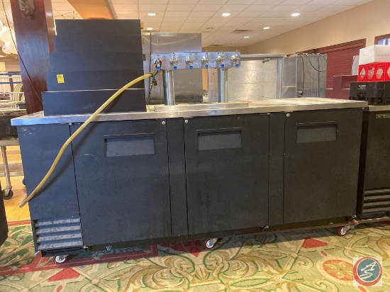 True Back Bar Cooler 90" Model No. TBB-4 with 3" Colum Pass Thru Towers Measuring 90.5'' X 27.25'' X