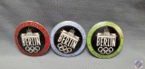 (3) German WWII 1936 Berlin Summer Olympics Film Maker Badges. They measure 1 1/2