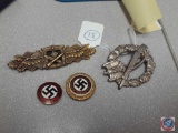 Deutschland Erwache 1933 Pin, NSDAP Golden Party Pin, Nazi Infantray Badge Pin w/ Rifle, Eagle,