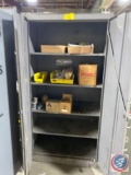 Two Door Metal Cabinet w/ Hardware, Small Spools of Wiring, Safety Glasses, More