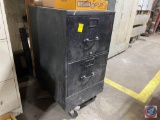 Two Drawer Metal Filing Cabinet on Casters {{BOX ON TOP SOLD SEPARATELY}}