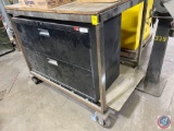 Hon Vertical Filing Cabinet on Two Tier Rolling Cart