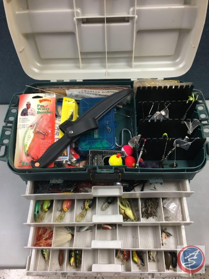 Plano plastic tackle system top cabinet and four drawers w/contents included - Lures of the various
