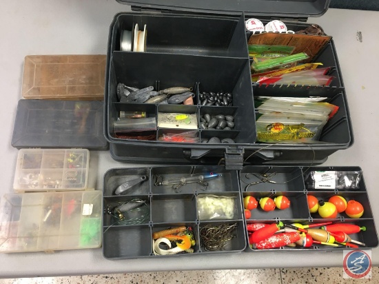 Plano plastic over and under storage trays w/contents included - Lures of the various types, Hooks,