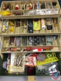 Plano 6300 plastic three tiered storage trays w/contents included - Lures of the various types,