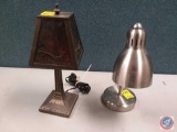 Two lamps one is a replica pheasant pot metal