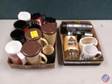 Two lots of plastic Coors Michelob deep mugs insulated St. Louis Jim Beam bourbon bottle holder