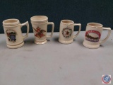 Four Budweiser steins 1990 to 1998 the other two are undated but Are official gear