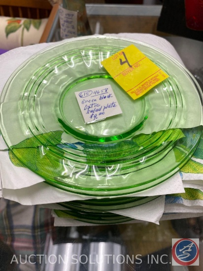 (10) Green Block Optic Salad Plates