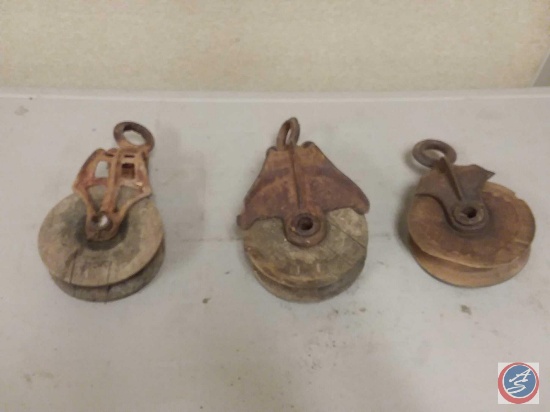 (3) Vintage Cable Pulleys