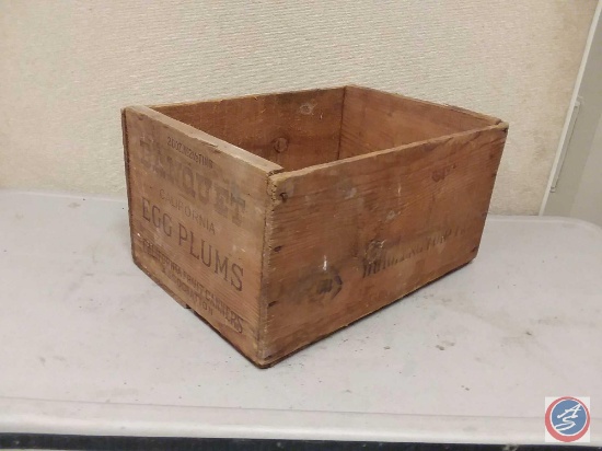 Vintage Wooden Crate Marked Banquet California Egg Plums From California Fruit Canners Association