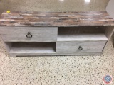 Large Whitewash TV Stand 2 Shelf w/Sliding Shelf Covers by Ashley Furniture. Inc. 60