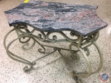 Front Entry Marble Top Table w/Gold Frame 18