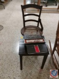 Michelob Neon Sign, Wood Side Table, and Vintage Chair (With Damage)