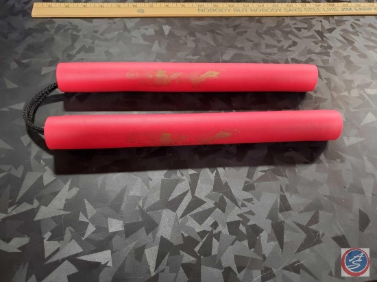 Red foam training nunchucks