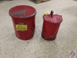(2) Justrite Oily Waste Cans
