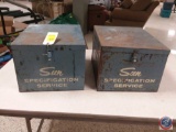 (2) Vintage Metal Sun Specification Service Boxes