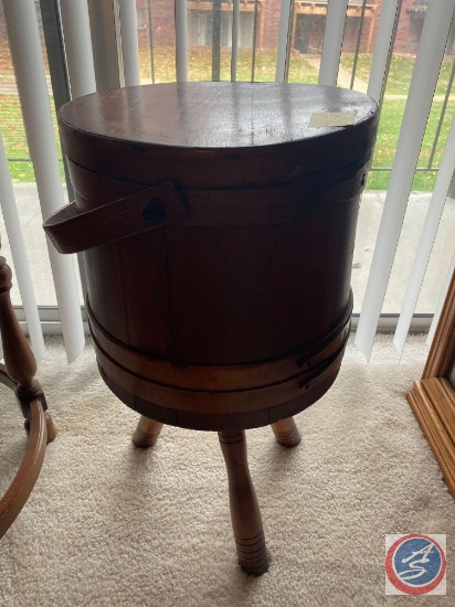 Vintage Three Legged Banded Barrel Sewing Storage