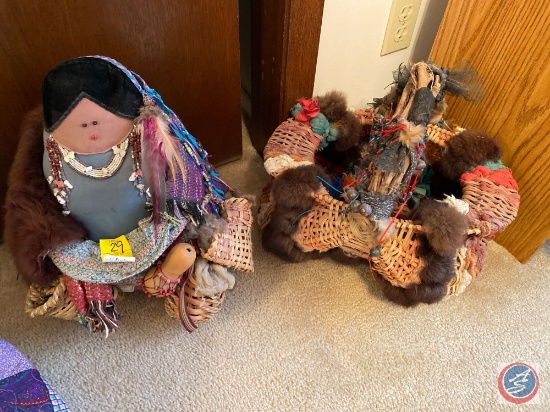 Handcrafted Native American Doll and Handcrafted Native American Basket