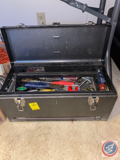 All American Toolbox with Assorted Tools Including Screwdrivers Combination Wrenches Hammers Small