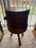 Vintage Three Legged Banded Barrel Sewing Storage