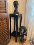Sculpture Portrait of a Woman by Artist Keira Sever, Vintage Bust, Plant Stand made by Powell