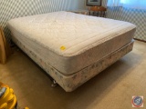 Full size Bed Measuring 60'' x 80'', includes Metal Frame on Casters, Box Spring, Mattress and