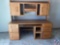 Oak Desk Measuring 72 3/4'' X 28 1/2'' X 66'', The Exit is Right Next to Where the Desk Sits But