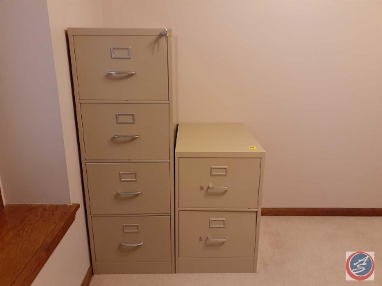 {{2X$BID}} Filing Cabinet Measuring 18 1/4'' X 25'' X 52'' with Keys and Filing Cabinet Measuring 18