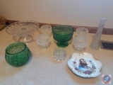 Original DeeBee Co. Imports Decorative Plate of Jesus, (2) E.O. Brody Company Green Glass Pieces,