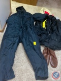 RefrigiWare Jump Suit, Men's Rubber Booties, JCPenny's Men's Snowmobile Wear Coat, Scarf, Gloves and