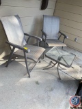 {{3X$Bid}} Patio Chairs (2) and Glass Top Side Table