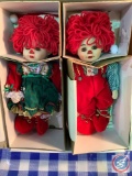 Marie Osmond fine porcelain twins collector dolls Raggedy Ann and Andy with box
