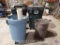 (2) Contigo 45 Gallon Mobile Trash Cans with Lids, Rubbermaid Trash Can On Wheels and Small