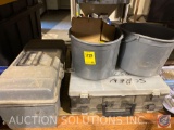 Plastic Toolbox, Plastic Case with Assorted Hardware, Two Small Plastic Buckets with Hardware