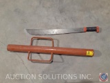 Gordon Colombia Machete and Steel Head Fence Post Driver with Handles