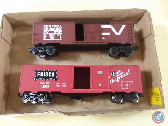 Replica Central Vermont CV 9737 Boxcar and Replica Frisco SL-SF 13515 Boxcar {{BOTH O SCALE}}