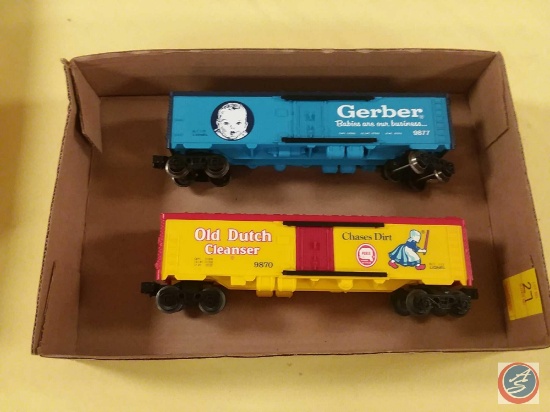 Lionel Replica Gerber Babies Are Our Business Boxcar 9877 and Lionel Replica Chases Dirt Old Dutch
