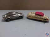 Porsche 911 Turbo Silver Table Lighter Lighter hidden in chassis, Vintage Tin Wind Up Toy No. 1 Car